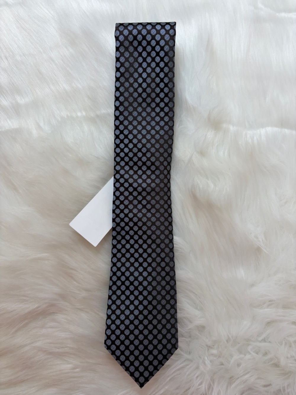 NWT Perry Ellis Classic Brown Silver Teague Dot Tie